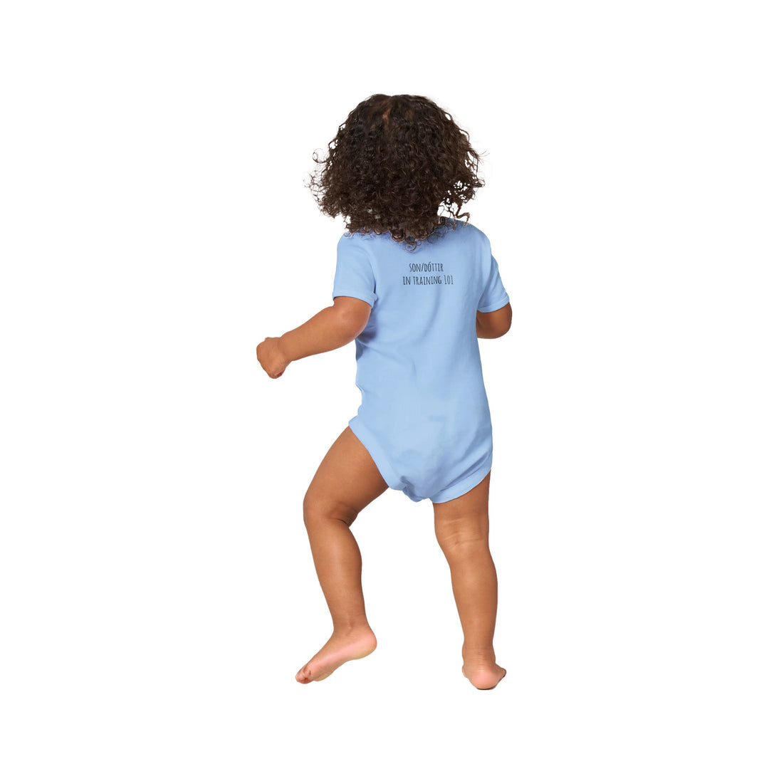 Custom baby onesie with I Rock slogan and Icelandic name in baby blue 171199b7-4023-40db-99b8-22cd118a2f9d