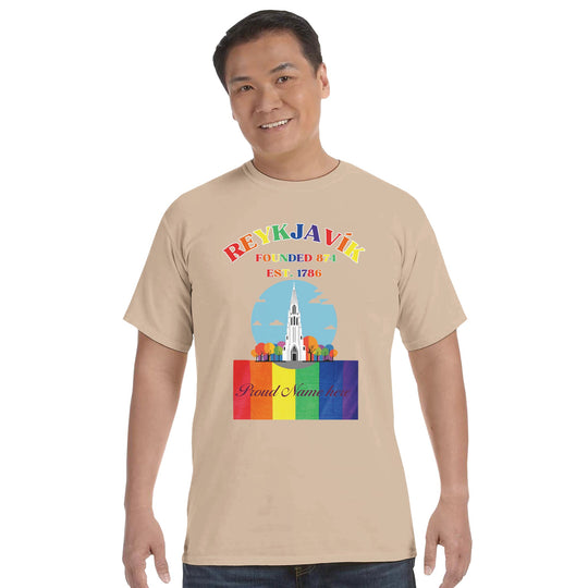Reykjavik Pride heavyweight unisex T shirt in Khaki