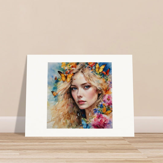 Butterfly Girl, a blond lady with butterflies in her hair