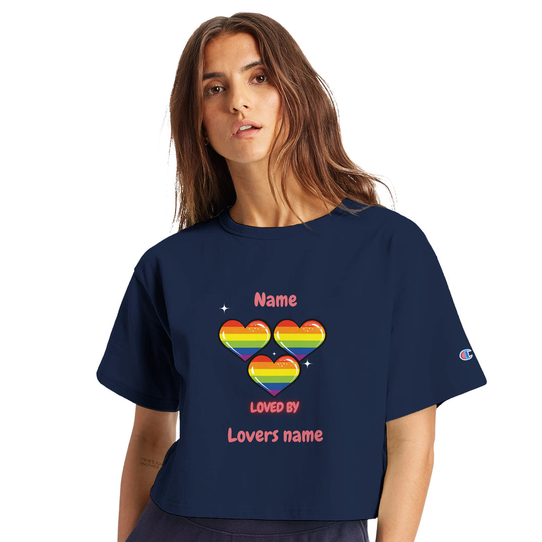 Loved by with Pride Cropped Heritage Crewneck T-Shirt in Navy