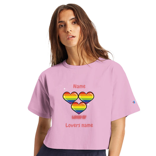 Loved by with Pride Cropped Heritage Crewneck T-Shirt in Pink Candy