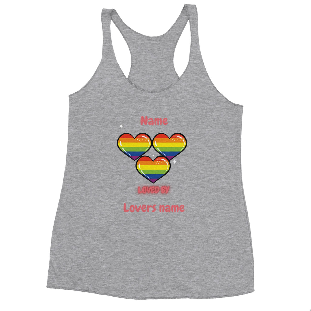 Loved by with Pride Women's Racerback Tank Top in Heather White