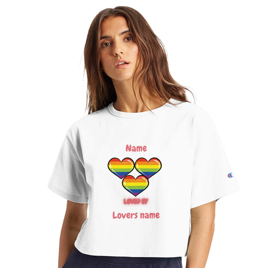 Loved by with Pride Cropped Heritage Crewneck T-Shirt in white