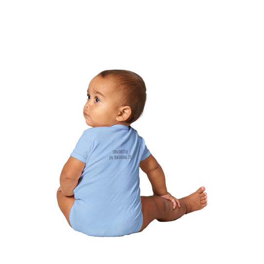 Custom baby onesie with I Rock slogan and Icelandic name in baby blue 583f345a-8bd8-4dff-8fd0-c6532e5df02d