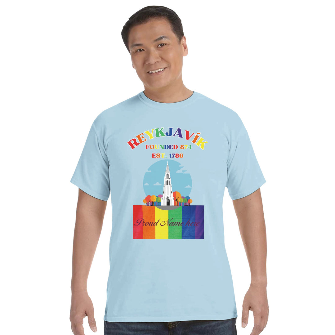 Reykjavik Pride heavyweight unisex T shirt in Chambray