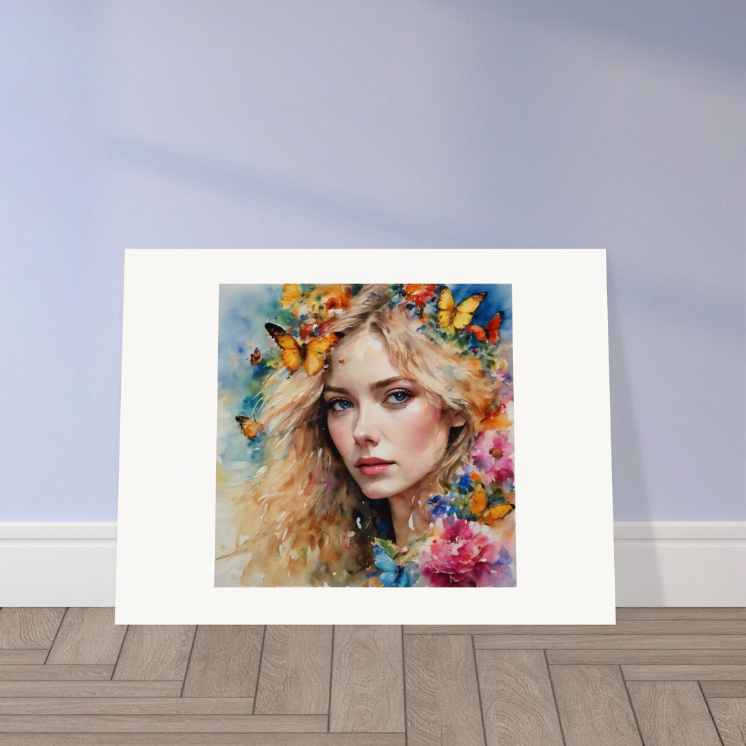 Butterfly Girl, a blond lady with butterflies in her hair