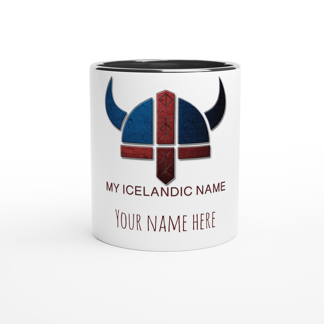 Icelandic name mug, personalized, Ceramic Black handle and inside, white exterior 7f2779f4-6e54-4a86-bb17-d68a16da3874