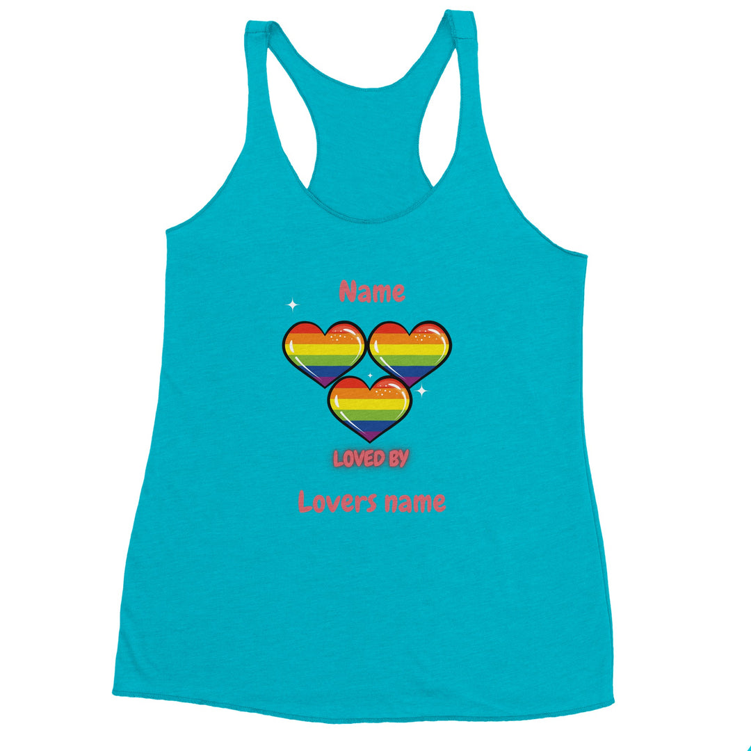 Loved by with Pride Women's Racerback Tank Top in Tahiti Blue