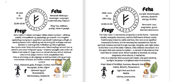 Illustrated Guide to the Nordic Runes Icelandic & English - Custom Cover -  Silk paper Edition