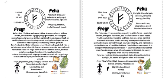 Illustrated Guide to the Nordic Runes Icelandic & English - Custom Cover - Wire-O brochure - Silk paper