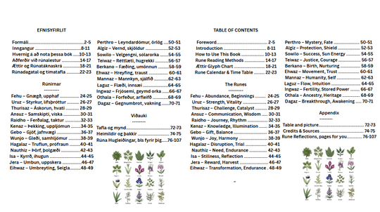Illustrated Guide to the Nordic Runes Icelandic & English - Custom Cover - Wire-O brochure - Silk paper