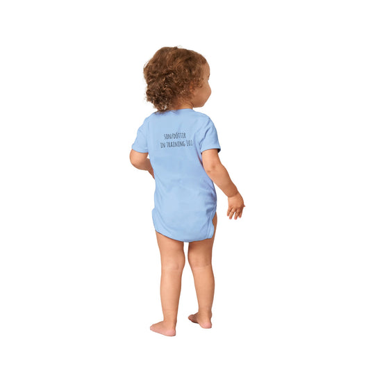 Custom baby onesie with I Rock slogan and Icelandic name in baby blue af2888c6-4274-45fc-8d56-a3f72db60a2d