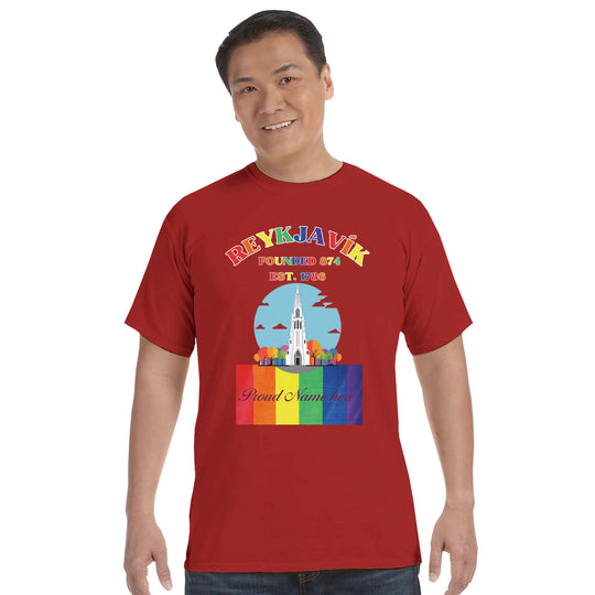 Reykjavik Pride heavyweight unisex T shirt in Crimson