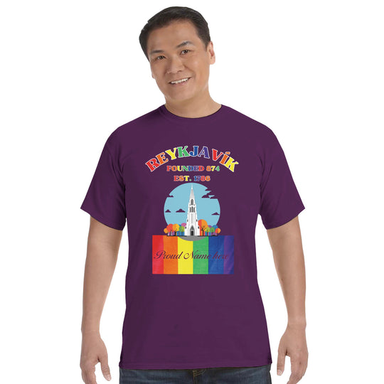 Reykjavik Pride heavyweight unisex T shirt in Wine