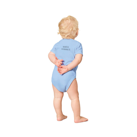 Custom baby onesie with I Rock slogan and Icelandic name in baby blue f827ebe0-224b-4741-a29c-711ef3c3113c