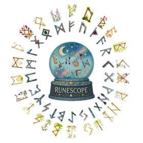 Runescope crystal ball with all the birth and fate runes surrounding it